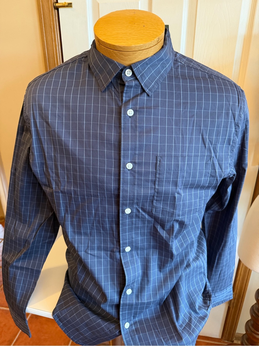 Goodfellow & Co Navy Windowpane Long-Sleeve Button-Down Shirt